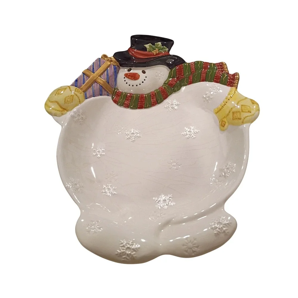 Fitz and Floyd Classics Frosty Folks Snowman Serving Bowl 863/1MC Holiday Decor